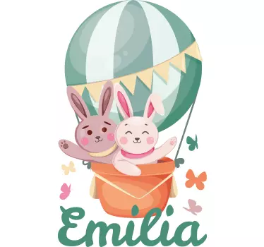 Mukautettavat pupuset ilmapalloissa seinätarra lastenhuone - Tenstickers