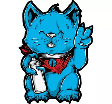 Leikkisä sininen kissa kissatarra ja koiratarra - Tenstickers