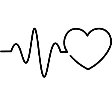 Yksivärinen sydämen ekg sänkypäätytarra - Tenstickers