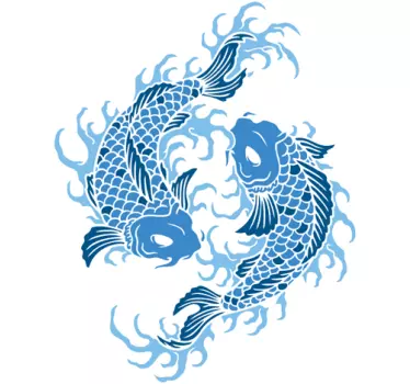 Oriental pisces seinä tarra - Tenstickers