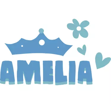Kruunu sydämellä ja nimellä seinätarra lastenhuone - Tenstickers