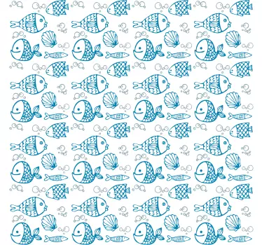 Piirrettyjä sinisiä kaloja valkoisella pohjalla Kalustetarra - Tenstickers