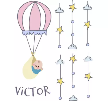 Lapsi Kuumailmapallo Sisustustarra - Tenstickers