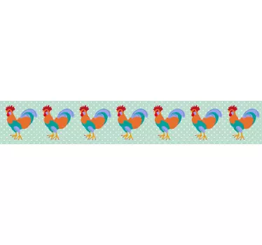 Elävä kukko kuvasto koristereunus tarra - Tenstickers