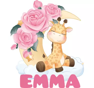 Söpöjä eläimiä kirahvi nimeltä seinätarra lastenhuone - Tenstickers