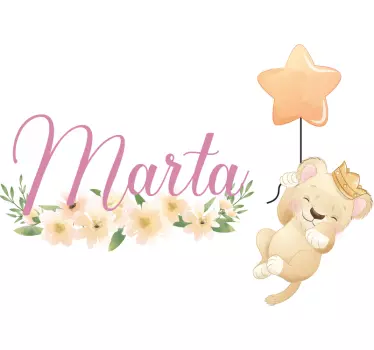 Söpö leijona tytölle nimeltä seinätarra lastenhuone - Tenstickers