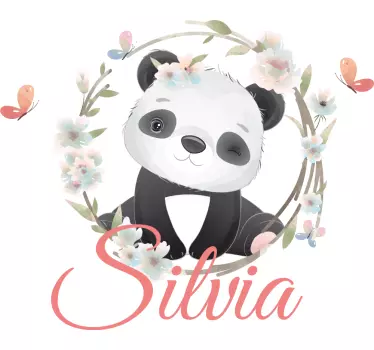 Söpöjä eläimiä panda nimellä seinätarra lastenhuone - Tenstickers