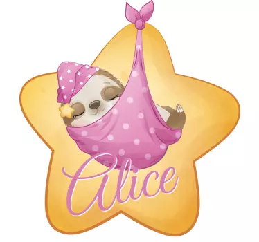 Söpö laiskiainen tytölle nimeltä seinätarra lastenhuone - Tenstickers