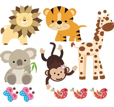 Eläimet Tarrasetti lastenhuoneeseen - Tenstickers