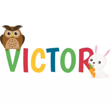 Pöllön kani mukautettu nimi kuvitelma tarra - Tenstickers