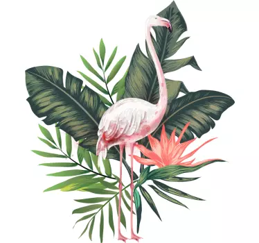 Akvarelli flamingon ja monsteran lehdet lintutarra - Tenstickers