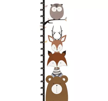 Metsän Eläimet Pituusmitta Sisustustarra - Tenstickers
