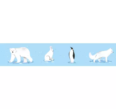 Arktiset eläimet koristereunus seinätarra - Tenstickers