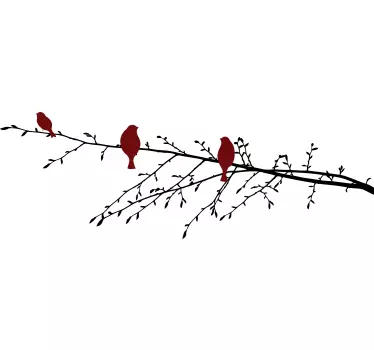 Punaisia lintuja oksalla puutarra - Tenstickers