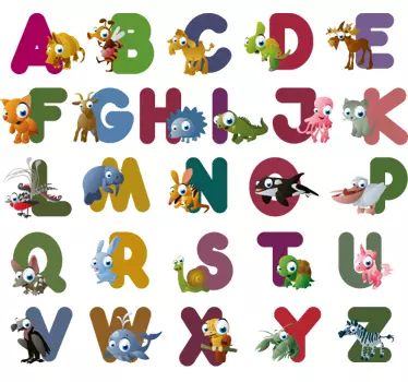 Aakkoset & eläimet sisustustarra - Tenstickers