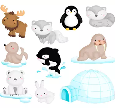 Arktiset villieläinten iso seinätarrat - Tenstickers