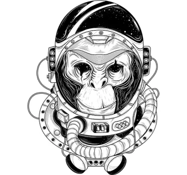 Astronautti Apina sisustustarra - Tenstickers