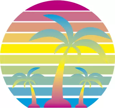 Auringonlasku ja palmut luontotarra - Tenstickers