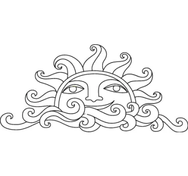 Aurinko ja aallot seinä tarra - Tenstickers