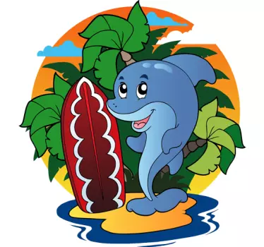 Delfiini ja Purjelautailu Sisustustarra - Tenstickers