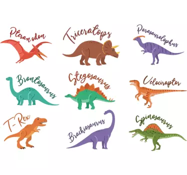 Dinosaurukset, joiden nimet ovat kotiseinän tarra - Tenstickers