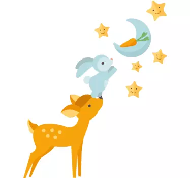 Eläimet tavoittavat kuun seinätarra - Tenstickers