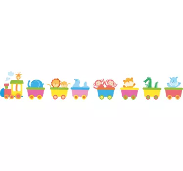 Eläinjuna koristereunus lastenhuoneeseen - Tenstickers
