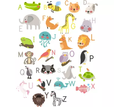 Eläinten aakkoset seinätarrat - Tenstickers
