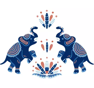 Norsu intialainen tyyli olohuone seinä sisustus - Tenstickers