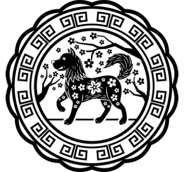 Elegantti koiran siluetti kissatarra ja koiratarra - Tenstickers