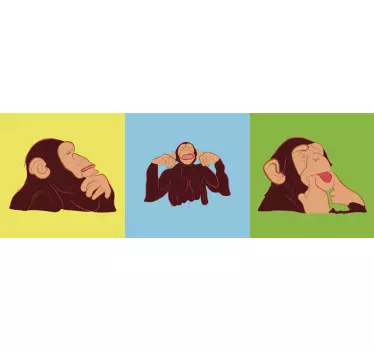 Erilaisia apinoita seinätarra - Tenstickers