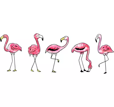 Flamingo-seinäraja tarra - Tenstickers