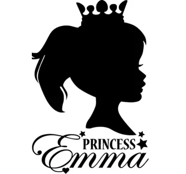 Henkilökohtainen prinsessa muotokuva lapsille tarra - Tenstickers