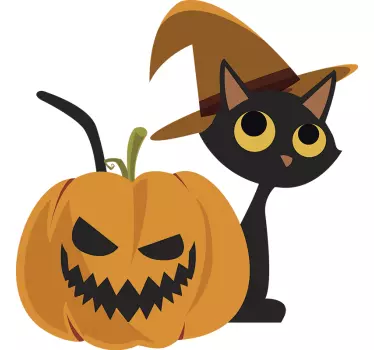 Jack o lyhty ja kissan seinä tarra - Tenstickers