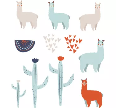 Joukko laamaeläinten seinätarra - Tenstickers