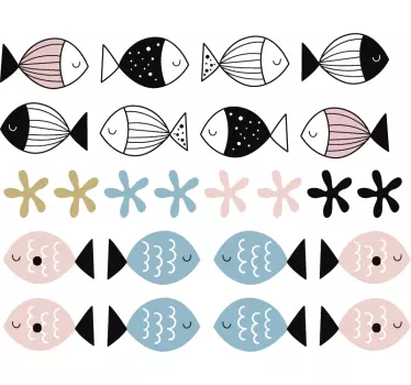 Kala tekstuurien kanssa kalan seinätarra - Tenstickers