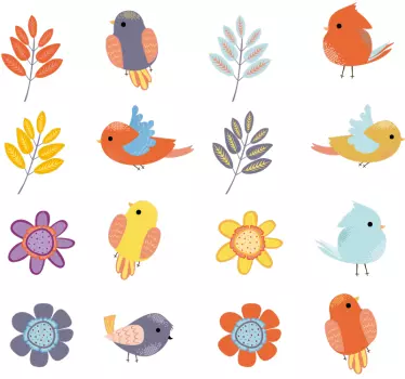 Kevät linnut asettaa lintujen tarran - Tenstickers