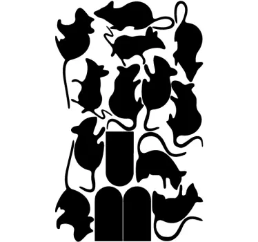 Kokoelma hiiren tarra kotiin seinätarra - Tenstickers