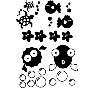 Lapset kupla & kalat seinätarrat - Tenstickers