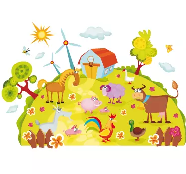 Lapset maatilan planeetta seinä tarra - Tenstickers