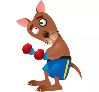 Lapset nyrkkeily kenguru-seinä tarra - Tenstickers