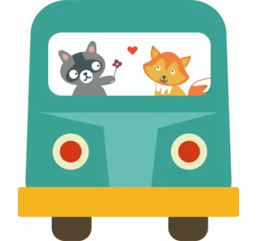 Lapset pesukarhu & kettu bussi seinä tarra - Tenstickers