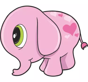 Lapset vaaleanpunainen norsu seinä tarra - Tenstickers