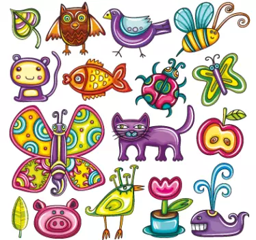 Lapsille värikäs eläintarra kokoelma - Tenstickers