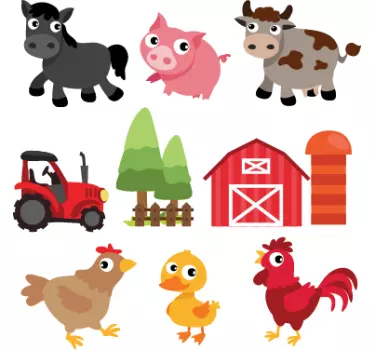 Lasten maatilan eläimet sisustustarra - Tenstickers