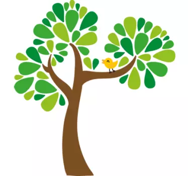 Lasten sisustustarra puu ja lintu - Tenstickers