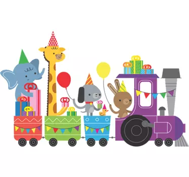 Lasten tarra eläimet junassa - Tenstickers