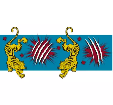 Leikkisä tiikeriteema koristereunus tarra - Tenstickers