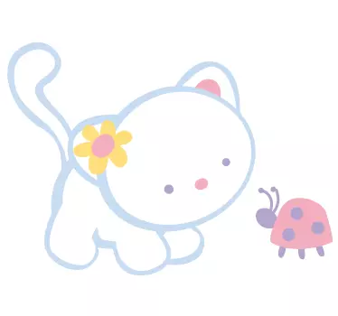 Leppäkerttu ja kissanpentu tarra - Tenstickers