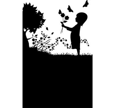 Liitutaulu tyttö luonto liitutaulu tarra - Tenstickers